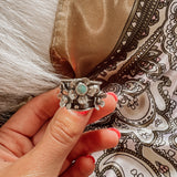 Oxidized Flower Ring with Turquoise