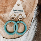 Gold + Mint Wood Open Circle Earring