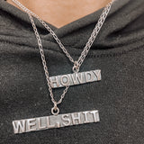 HOWDY Sterling Silver Stamped Bar Necklace