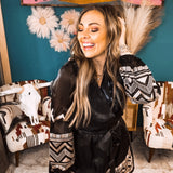 Black + Beige Embroidered Dress