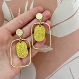 Sequin Gold Glitter Oval Hoops