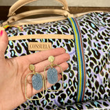 Blue Glitter Rectangle Hoops