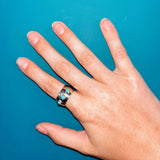 Triple Stone Thick Band Ring
