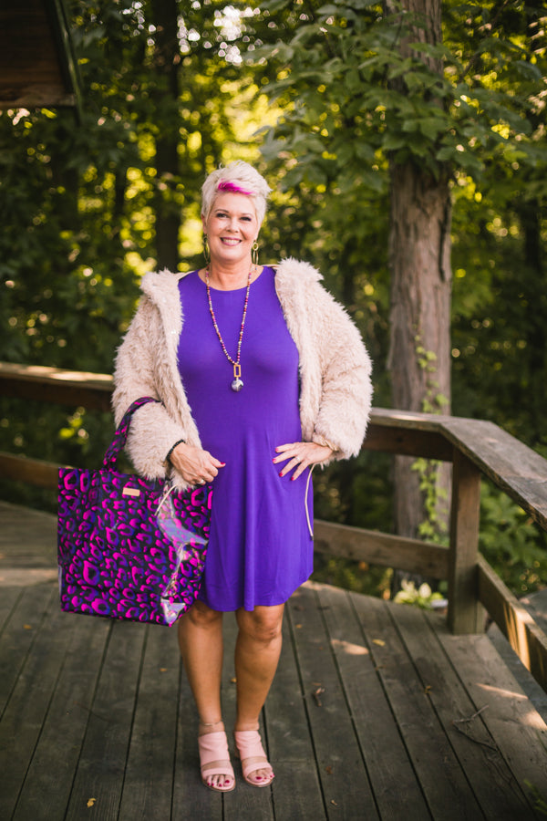 Purple Sweater Dress with Pockets