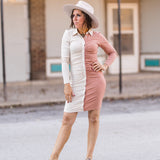 Half Way There Ribbed Button Front Ruched Dress