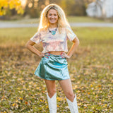 Sequin Short Sleeve Crop