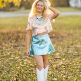 Sequin Short Sleeve Crop