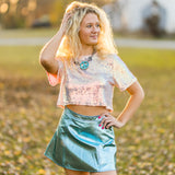 Sequin Short Sleeve Crop