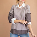 Ash + Taupe Crew Neck Mix + Match Long Sleeve Top