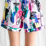 Art Deco Elastic Waist Shorts
