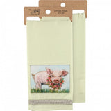 Floral Wreath Piglet Kitchen Towel
