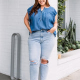 Ripped Stretch Mom Jeans