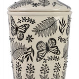 Stoneware Black & White Botanical Jar with Silicone Seal