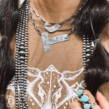 2" Stamped + Turquoise Initial Box Chain Necklace
