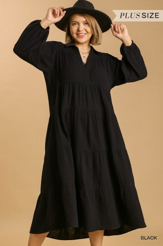 Black Gauze Long Sleeve Tiered Maxi Dress The Red Raccoon Black Gauze Long Sleeve Tiered Maxi Dress The Red Raccoon