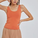 Basic Double Lined Scoop Neck Fitted Tank