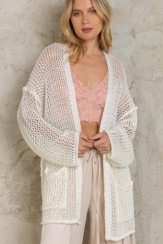 Cream Cable Knit Front Pocket Cardigan– PinkBlush