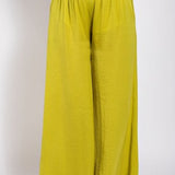 Apple Green Washed Satin Wide Leg Pant
