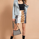 Striped Faux Leather Mini Skirt