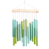 Skyline Rectangles Tumbled Glass Windchime - Teal & Green
