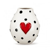 Black Dot Heart Large Vase