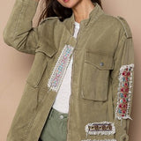 Dusky Olive Zippered Military Jacket