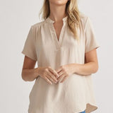 V Neck Dolman with Gathered Shoulder Detail