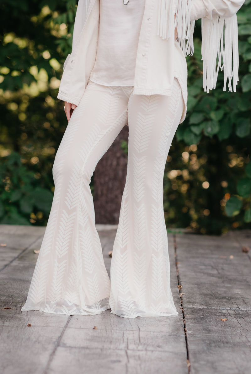 Boho Cream Lace Bell Bottom