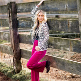 Magenta Velvet Wide Leg Pants
