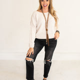Distressed Black Stretch Mom Jean