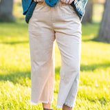 Camel Stone Wash Corduroy Wide Leg Pants