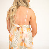 Peach Combo Tropical Floral Print Maxi
