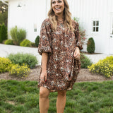 Brown Leopard Printed Babydoll Dress