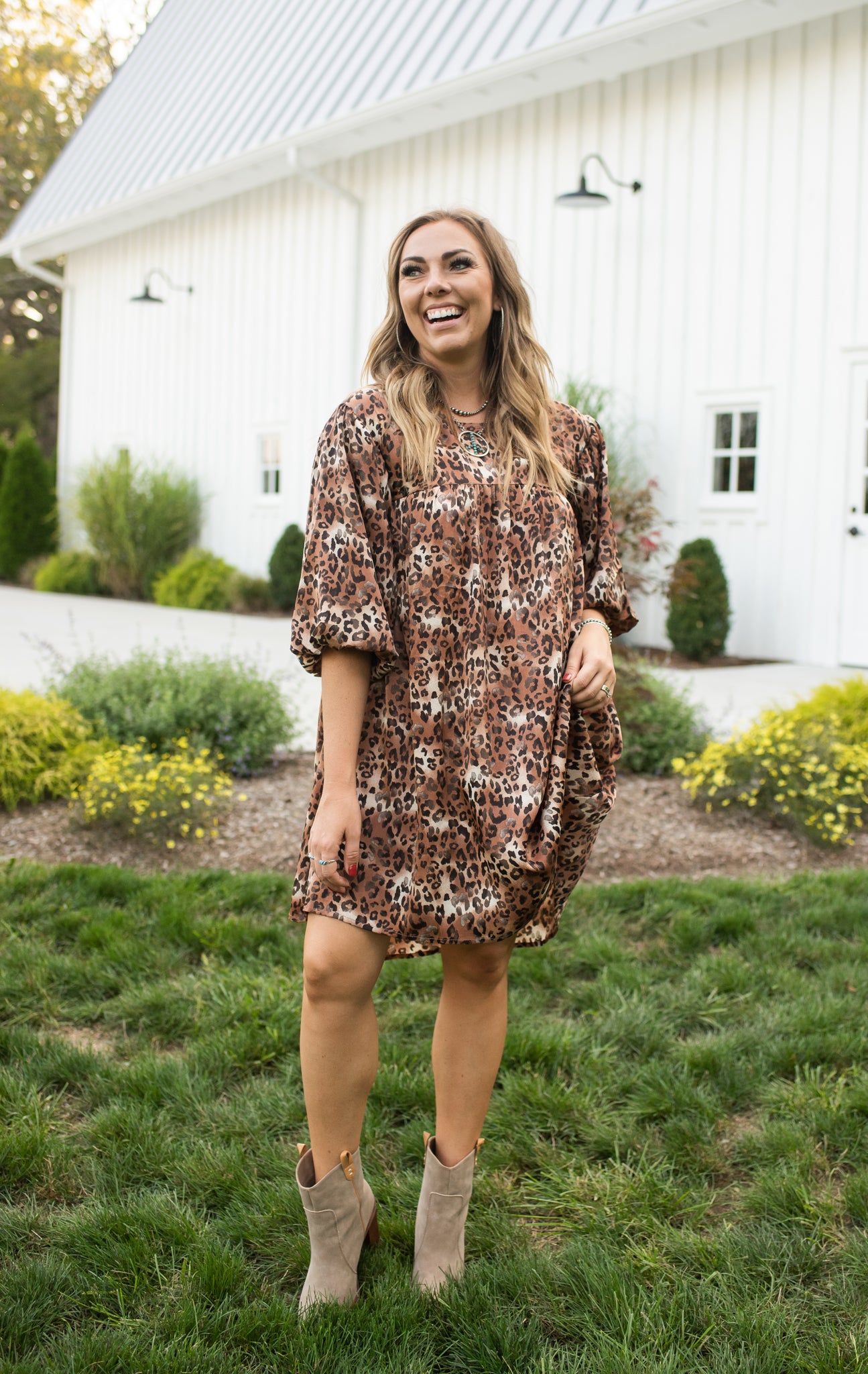 Brown Leopard Printed Babydoll Dress Brown Leopard Printed Babydoll Dress
