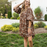 Brown Leopard Printed Babydoll Dress