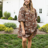 Brown Leopard Printed Babydoll Dress