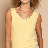 Rivet Rib V Neck Tank