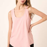 Pink Scoop Neck Flow Tank