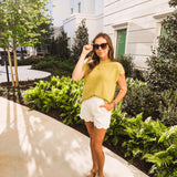 Linen Scallop Hem Shorts