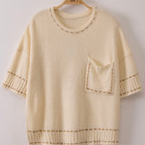 Cream + Mocha Stitch Woven Sweater