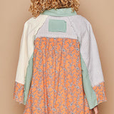 Cream Orange + Teal Stripe Paisley Summer Shacket