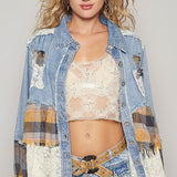 Bonfire Nights Denim + Lace Tiered Shacket
