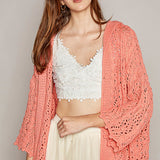 Wavy Crochet Hooded Lightweight Cardigan