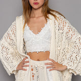 Wavy Crochet Hooded Lightweight Cardigan