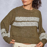In The Lines Olive Floral Patch Pullover