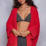 Apple Red Chenille Crochet Cardigan