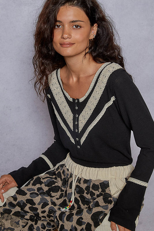 A Little Crochet Lace Accent Long Sleeve