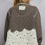 Black Quilted Western Yoke Button Shacket