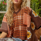 Don't Go Retro Choco Mix V Neck Sweater