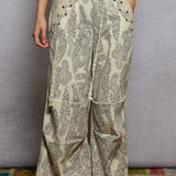 Natural Grey Leo Mix Wide Leg Pant